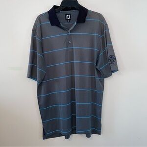 FootJoy The Captain’s Golf Course Cape Cod Gray and Blue Striped Polo Shirt